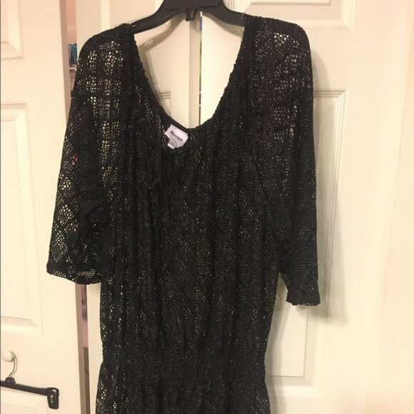 Black And Silver Plus Size Bathing Suit Cover Up - Picture 1 of 4